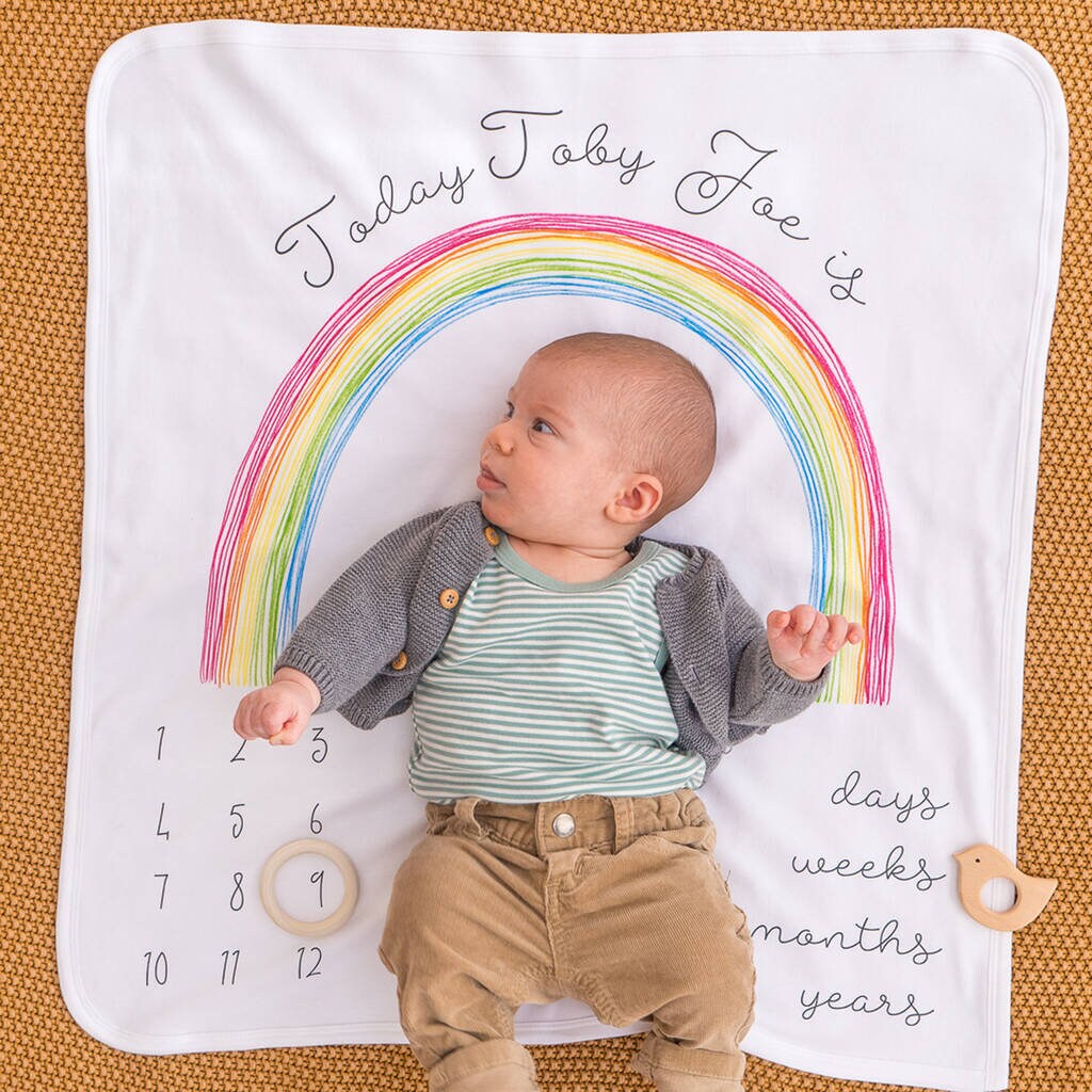 Rainbow Baby Blanket Baby Age Blanket Baby Milestone - Etsy