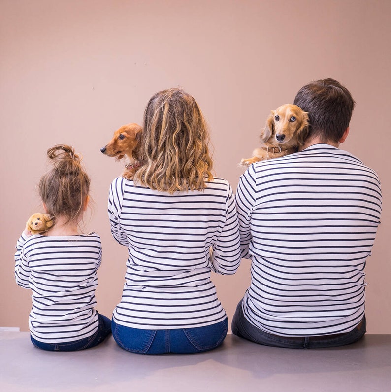 Mum and Child Matching Tops Matching Bretons Tops with Names Personalized Tops Breton Set Rainbow Print Tops Mother's Day Gifts image 4