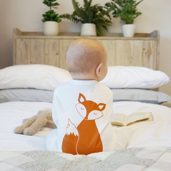 Fox Baby Clothes - Fox Baby Sleepsuit - Fox Baby Shower -  Fox Baby Shower Gift - Unisex Baby Clothes