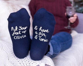 Gin and Tonic Gift  - Gin and Tonic Socks - Personalised Socks -  Gin Gift - Gin Socks - Novelty Socks - Womens Socks - Personalized Socks