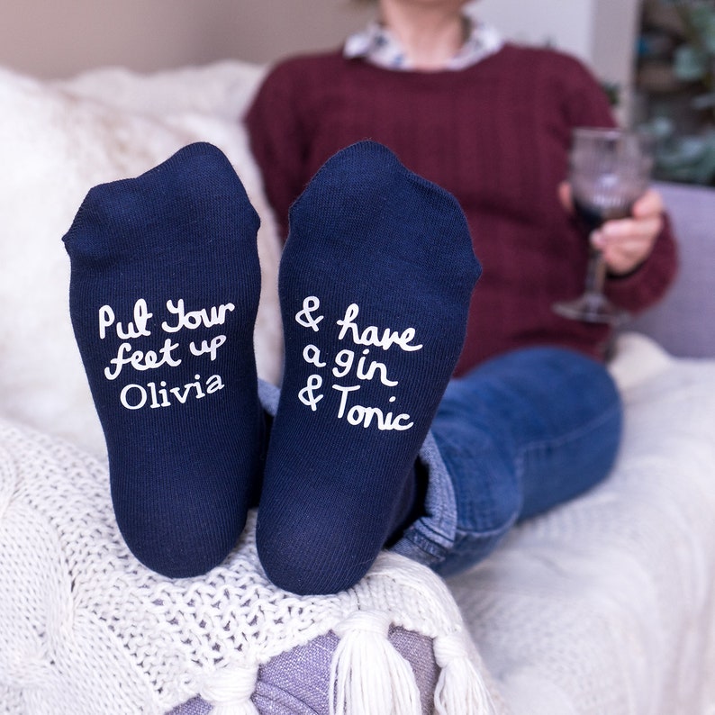 Gin and Tonic Gift Gin and Tonic Socks Personalised Socks Gin Gift Gin Socks Novelty Socks Womens Socks Personalized Socks image 1