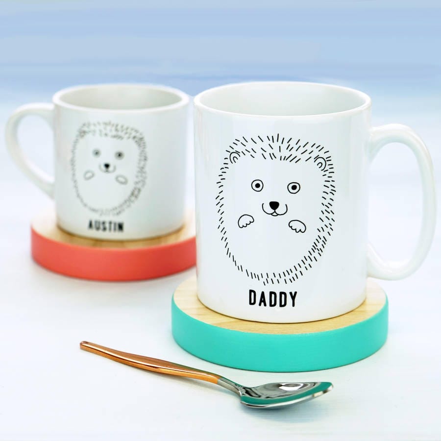 Hedgehog Mug - Scandi Hedgehog Set Ensemble de Tasse Personnalisé