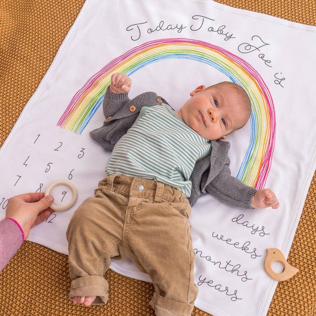 Rainbow Baby Blanket Baby Age Blanket Baby Milestone - Etsy