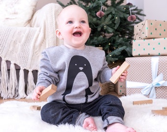 Kids Penguin Jumper -  Children's Penguin Christmas Jumper - Penguin Sweater - Sale Kids Jumpers - Clearance Kids Christmas Clothing