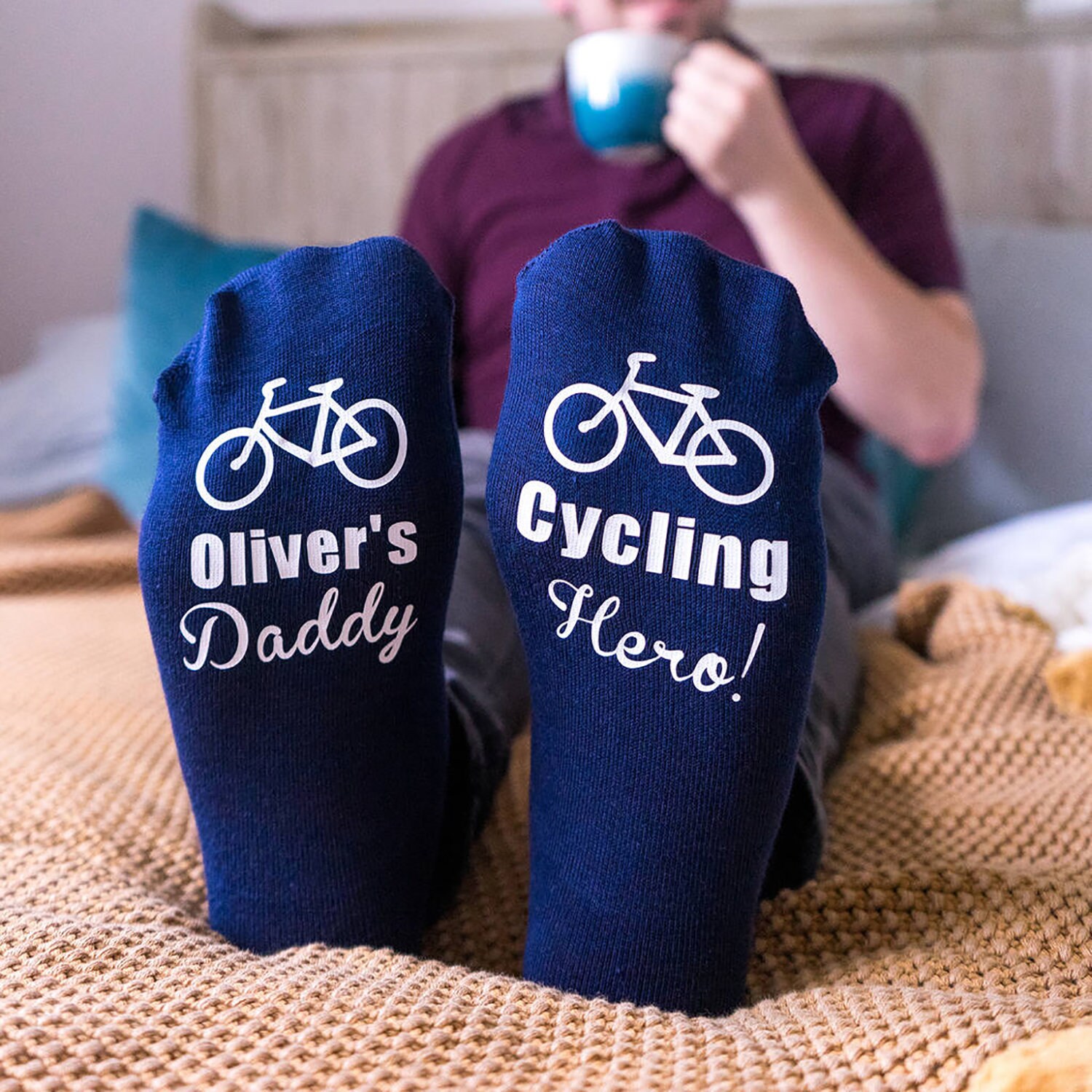Image of Sport Dad Socks - Sporting Daddy Socks- Sports Gift Sock Gift- Cycling Golf Cricket Father's Day