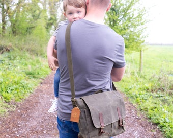 waxed canvas diaper bolsa