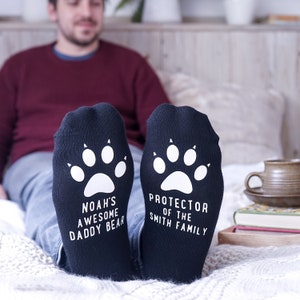 Daddy Bear - Daddy Bear Paw Socks - Personalised Daddy Socks - Father's Day Socks