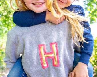 Children's Floral Initial Sweatshirt Personalised Kids Jumper Clothing Unisex Kids Clothing Jumpers 