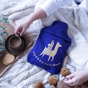 Llama Hot Water Bottle Cover - Llama Gift - Hot Water Bottle Gift - Stocking Filler Gift - Novelty Gift - Fa la la la llama