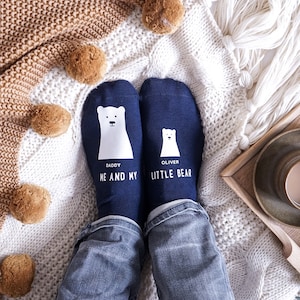 Daddy Bear Socks - My Little Bear Socks - Father&#39;s Day Socks - Personalised Socks