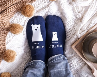 Chaussettes Papa Ours - Mes chaussettes Little Bear - Chaussettes Fête des Pères - Chaussettes Personnalisées