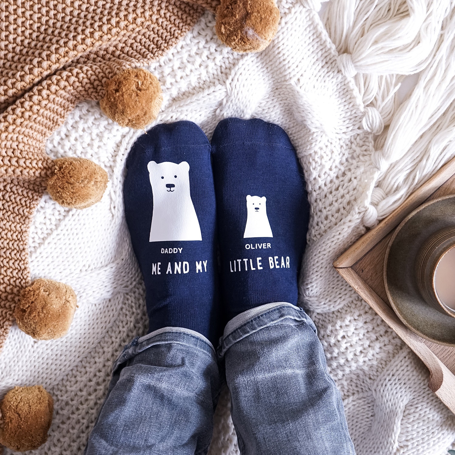 Daddy Bear Socks My Little Bear Socks Father's Day - Etsy