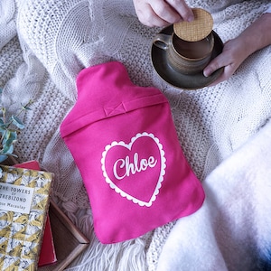 Hot Water Bottle Cover- Personalised Hot Water Bottle Cover- Heart Hot Water Bottle Cover - Recovery Gift - Gift for Mum - Personalised Gift