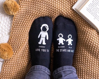 AstronautEnsocken - Weltraum-Papa Geschenk - Weltraum-Socken - Socken für Papa - Personalisierte Weltraumsocken - Geschenk vom Kind - Geschenk von Kindern