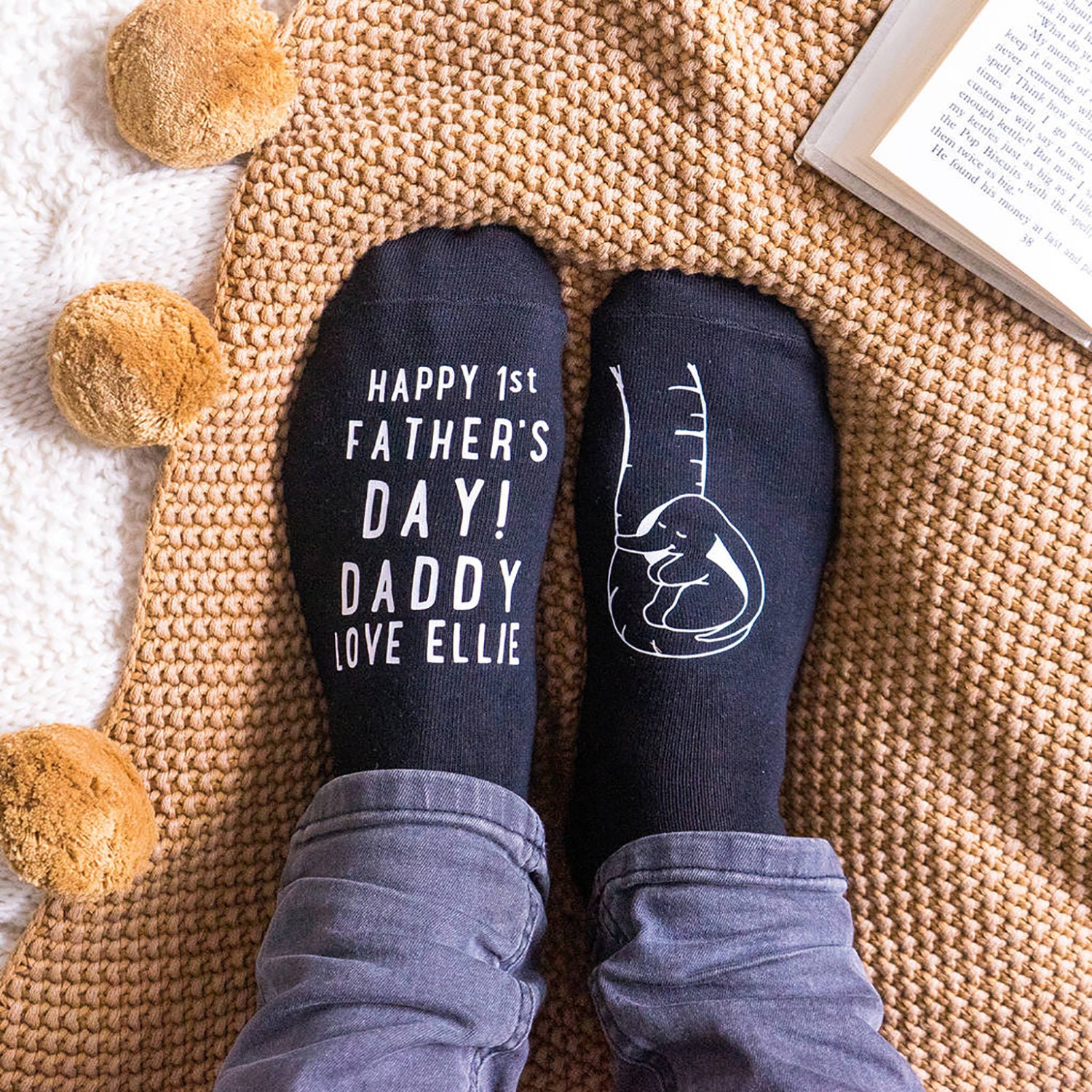 Image of Elephant Socks - Father's Day First Personalised Socks- Gift- Family