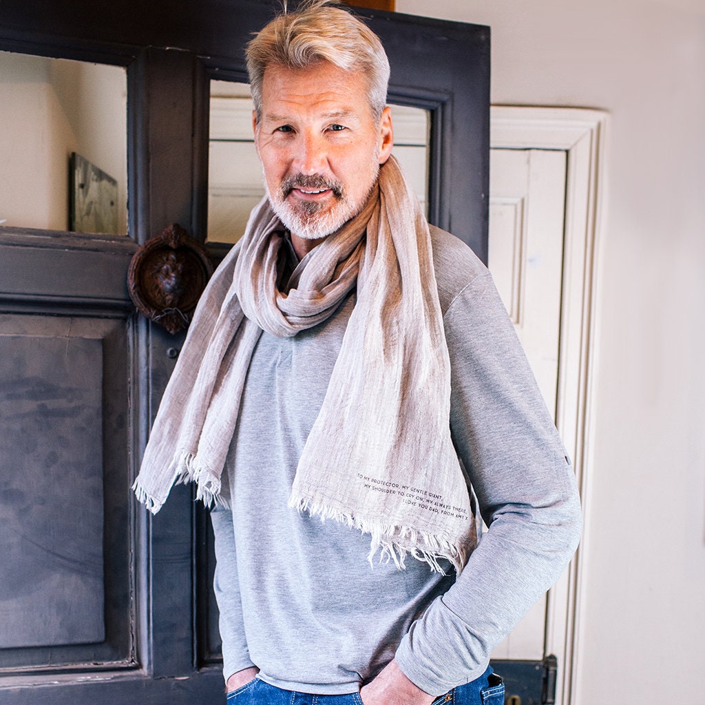 Image of Sentimental Gift Dad - Men's Scarf Linen For Men Anniversary For Man