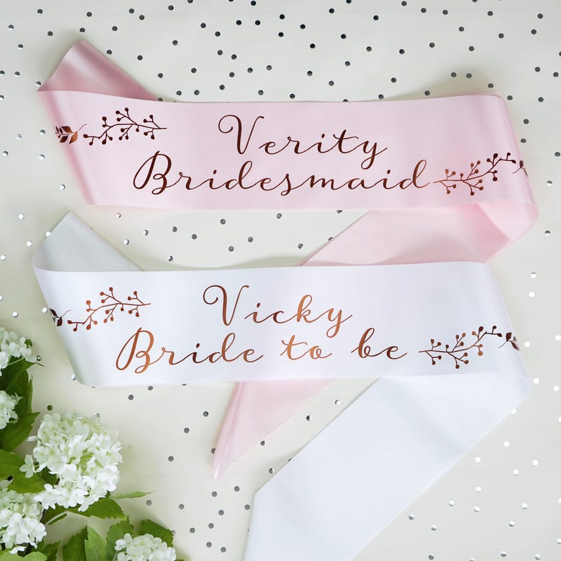 Bridal Sash Hen Party Sash Birthday Sash Baby Shower Sash Botanical Print Sash image 2