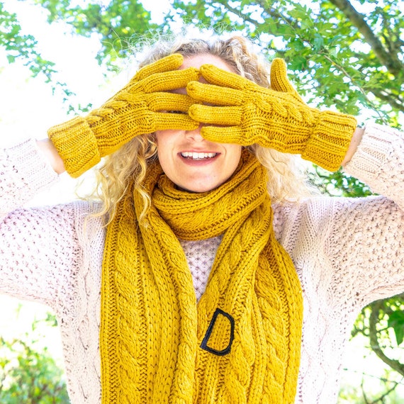 Personalised Initial Scarf Chunky Knit Scarf Embroidered 