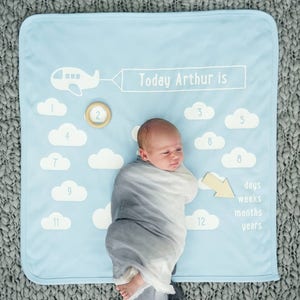 Baby Age Blanket Set New Baby Photo Prop Baby Photo Prop New Baby Blanket New Baby Gift Little Aeroplane Baby Blanket Set imagem 1