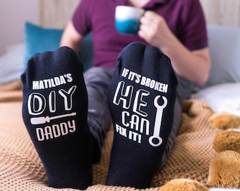 DIY Socks - Personalised Socks - Fathers Day Gifts - Mr Fix It - Personalized Socks - Gifts for Men - Men's Socks