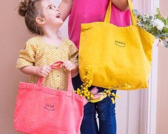 Matching Bags - Mum and Child Matching - Cotton Tote Bags - Personalized Tote Bags - Personalised Shopper Bags - Canvas Bags - Gifts for Mum