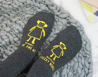 Monkey Socks - Personalised Monkey Socks - Cheeky Monkey Print Socks - Personalised Cheeky Monkey Socks - Monkey Gift