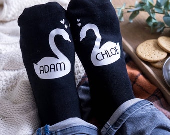 Swan Socks - Personalised Socks - Valentines Gifts - Personalized Socks - Gifts for Couples - Men's Socks - Women's Socks