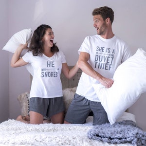 Couples Pyjamas - Matching Pajamas - Valentines Gifts - His and Her&#39;s Pyjamas - Matching PJ&#39;s - Personalised Pajamas - Gifts for Couples