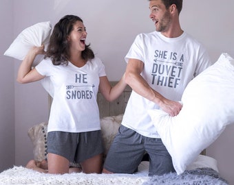 Pyjamas pour couples - Pyjamas assortis - Cadeaux de Saint-Valentin - Pyjamas pour couples - PJ assortis - Pyjamas personnalisés - Cadeaux pour couples