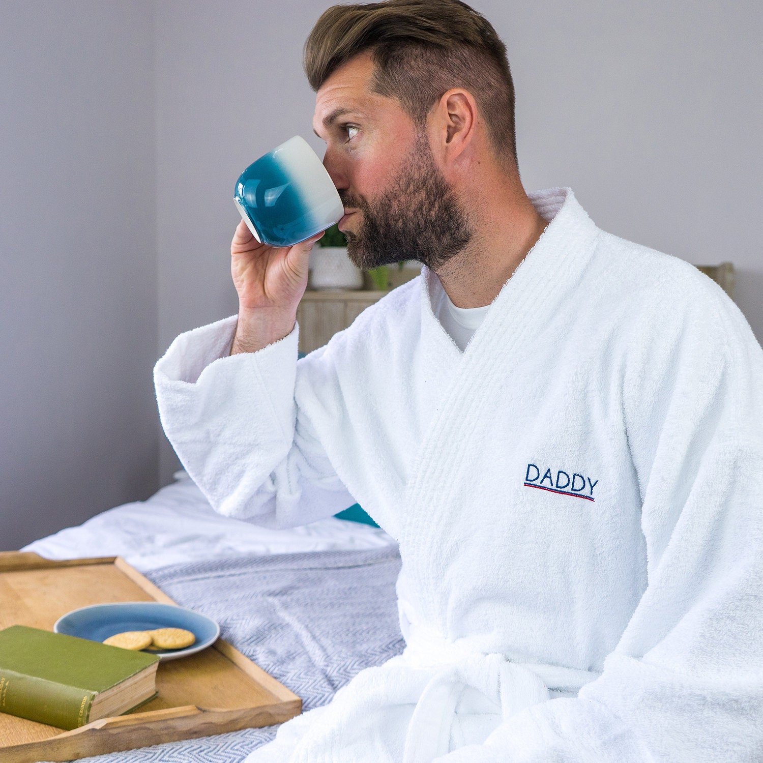 Image of Mens Towelling Robe - Personalised Name Men's Embroidered Dressing Gown- With Name