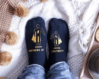 Fathers Day Socks -  Superhero Socks - Father's Day Gift - Superhero Daddy - Hero Gifts - Gifts for Dad - Daddy and Me - Personalised Socks