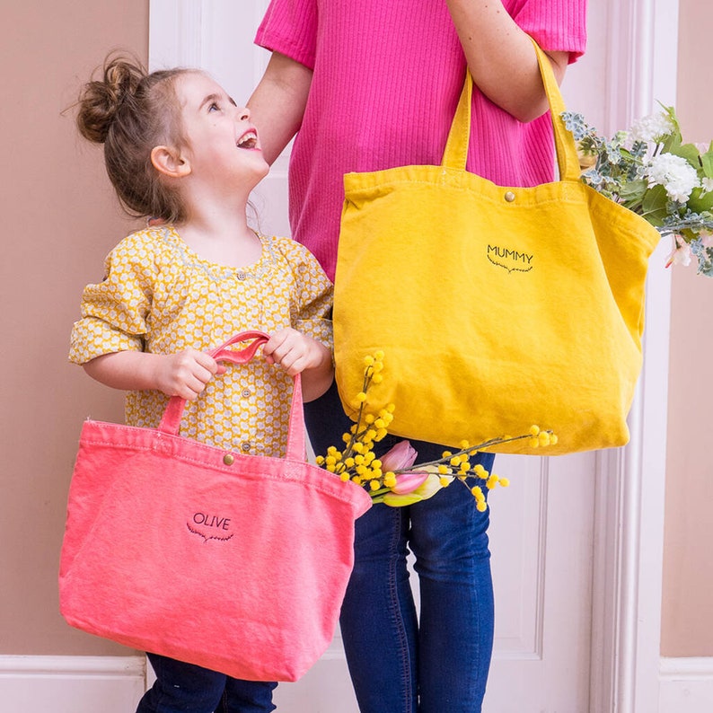 Mum and Child Matching Gifts for Mum Personalized Tote Bags Matching Bags Personalised Shopper Bags Cotton Tote Bags Canvas Bags