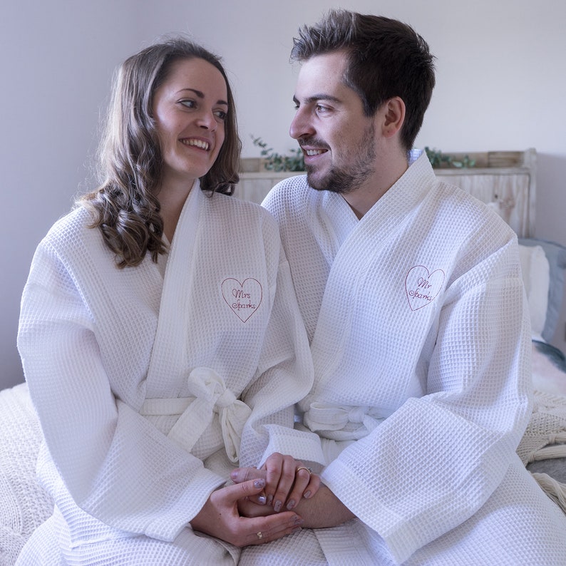 Couples Robe Couples Dressing Gown Embroidered Dressing Etsy