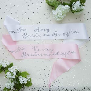 Bridal Sash Hen Party Sash Birthday Sash Baby Shower Sash Botanical Print Sash image 1