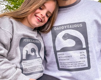 Daddy Dinosaur Sweatshirt Set - Parent And Child Matching Sweaters - Dinosaur Family Jumpers - Father's Day Gifts - Dinosaur Gifts