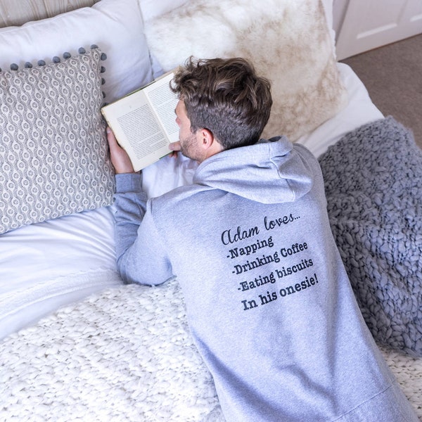 Men's Personalised Onesie - Personalized Onesie - Adult All In One - Onesie Pajamas - Adults Loungewear - Gifts for Him - Favourite Things