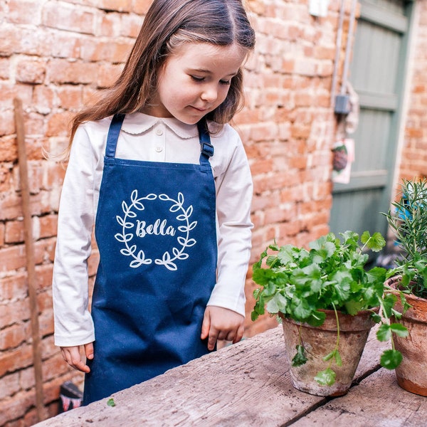 Kinder Gartenschürze - Schürze für Kinder - Gartenschürze - Personalisierte Schürze für Kinder - Benutzerdefinierte Kinderschürze - Kindernamenschürze - Gartengeschenke