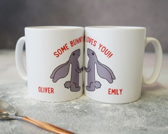 Some Bunny Loves You Mug - Mug personnalisé - Mug Saint-Valentin - Mug anniversaire - Mugs assortis - Cadeaux pour couples