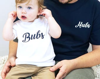 Papa et moi - Cadeau de fête des pères - Chemise Hubs - Ensemble de t-shirts Hubs and Bubs - Cadeau de fête des pères