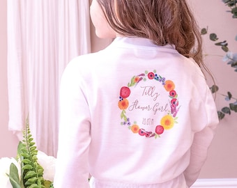 Flower Girl Robe - Personalised Flower Girl Robe - Summer Flower Girl Robe - Flower Girl Dressing Gown -  Flower Girl Gift - Summer Wedding