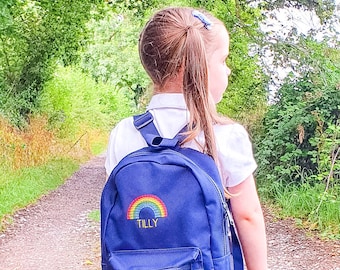 Rainbow Backpack - Rainbow Kids Bag - Personalised Backpack - Personalised Bag - Childrens Backpack - Rainbow Gifts - Embroidered Bag