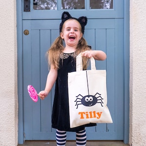 Personalised Trick or Treat Bag - Personalised Halloween Bag - Halloween Goodie Bag - Kids trick or treat bag - halloween spider bag
