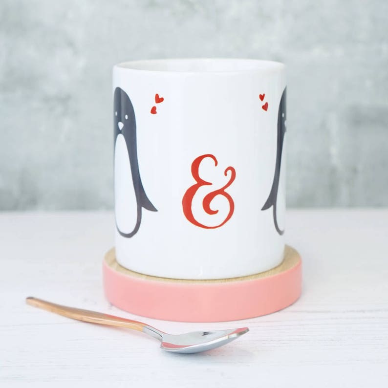 Penguin Mug Penguin Valentines Penguin Couple Valentines Mug Personalised Valentines Mug Valentines Mug Gift Penguin Gift image 4