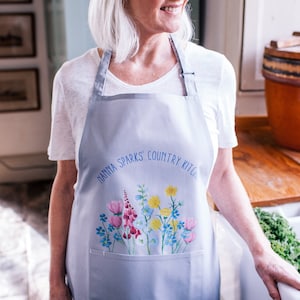 Floral Apron - Flower Apron - Gift For Mum -  Watercolour Flowers - Apron for Women -  Watercolour Flower Apron - Pocketful of flowers apron