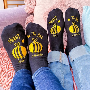Bee Socks Valentines Day Socks Personalised Valentines Gift Bee Gifts Cute Socks Couples Socks Personalized Socks Gift image 1