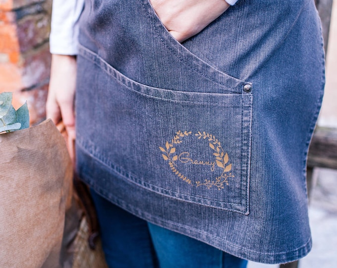 Denim Garden Apron - Personalised Denim Apron - Personalized Gardening Apron - Custom Apron - Denim Waist Apron - Gardening Gifts