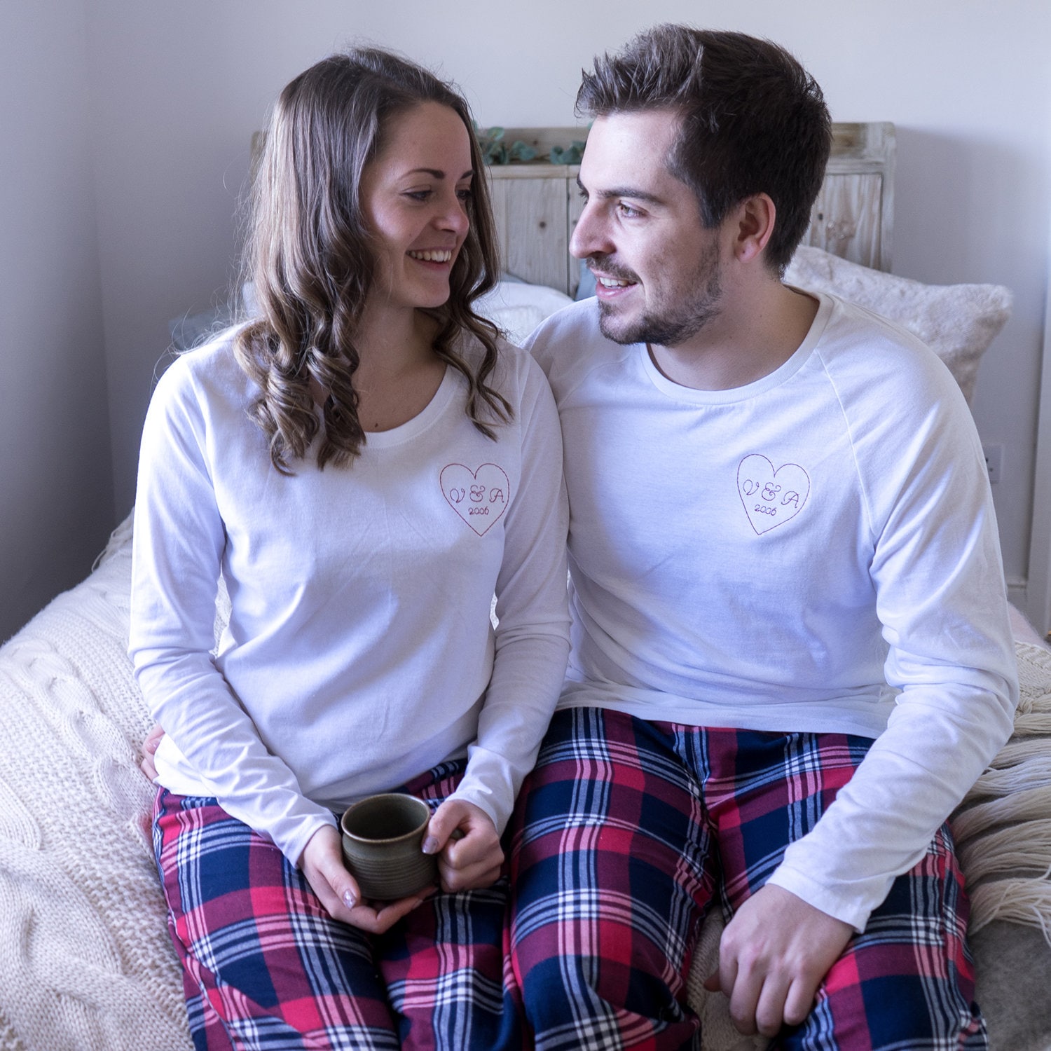 Pijamas parejas Pijamas para él para ella a Etsy México
