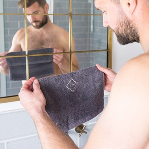 Men's Grooming Gift Personalised Washcloth Monogram Washcloth Initial Washcloth Men's Washcloth Monogram Flannel Father's Day image 1