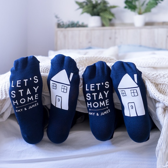 Stay Home Socks Let's Stay Home Gift Valentines Gift Valentines Socks  Couple Socks Valentines for Her Valentines for Him 