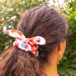 Floral Hair Accessories - Silk Hair Scrunchie - Hair Scrunchie UK - Bunny Tie Scrunchie - Hair Accessory Gift - Flower Hair Tie